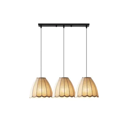 Modern Beige Fabric Pendant Light Hanging Fixture Cone Shape Image - 9