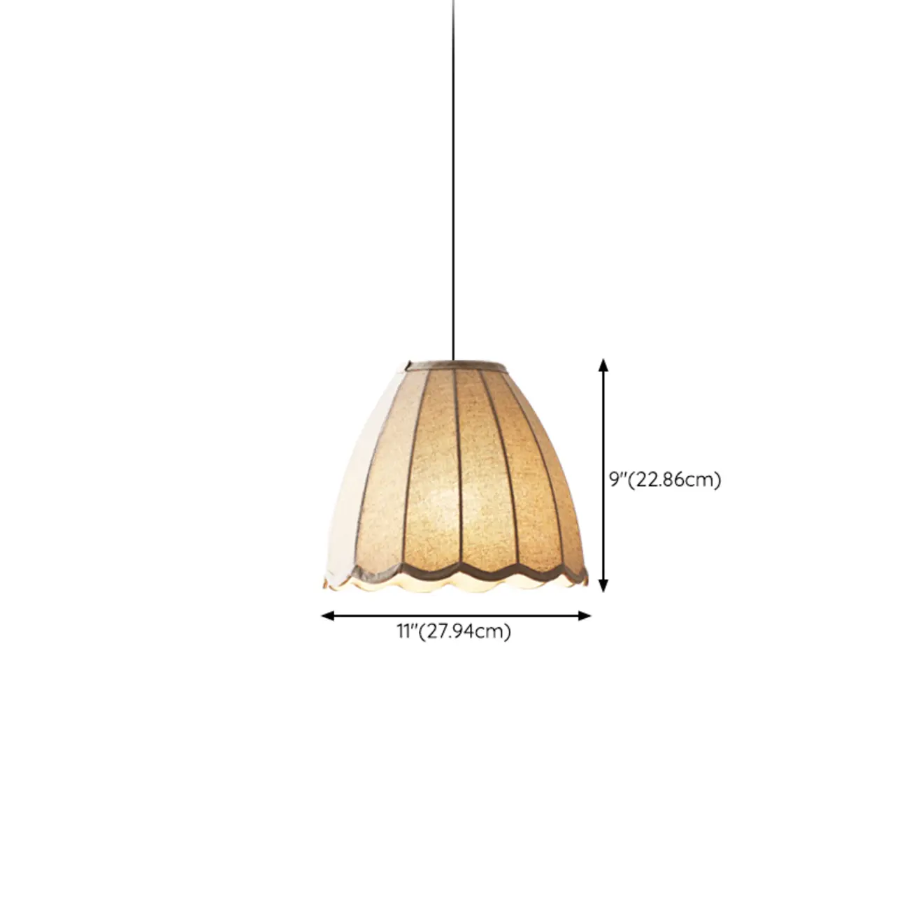 Modern Beige Fabric Pendant Light Hanging Fixture Cone Shape #size | homeyfad