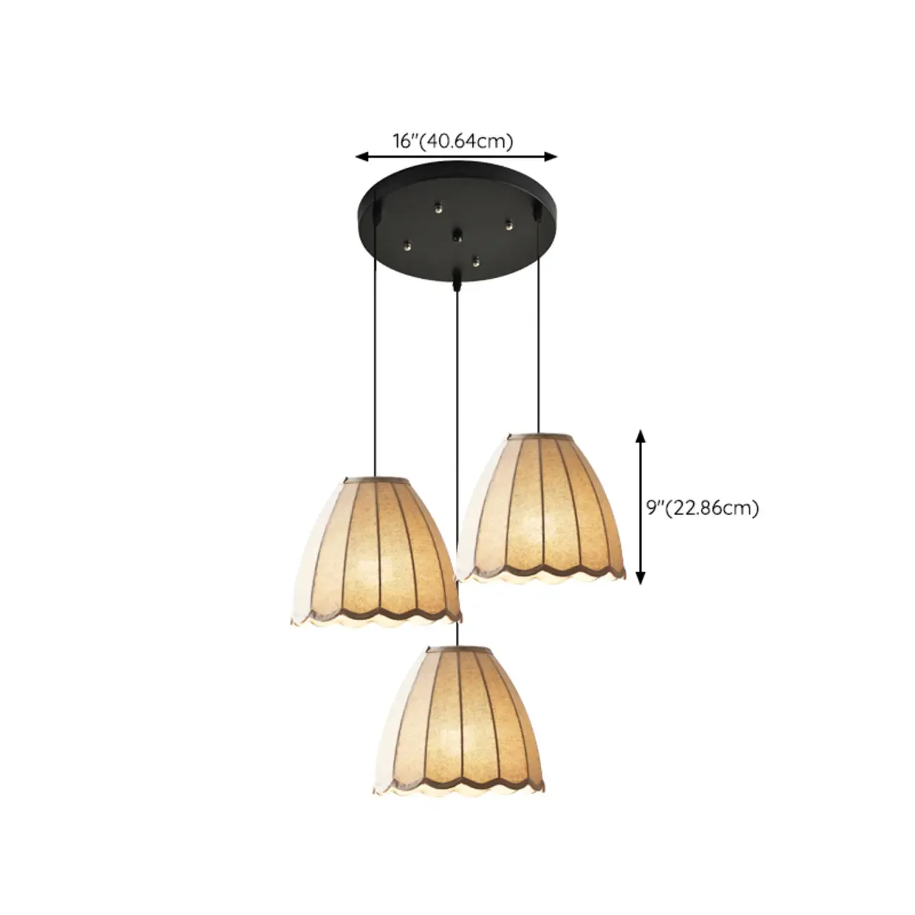 Modern Beige Fabric Pendant Light Hanging Fixture Cone Shape Image - 18