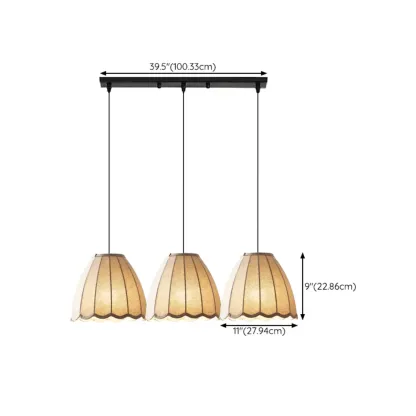 Modern Beige Fabric Pendant Light Hanging Fixture Cone Shape Image - 19
