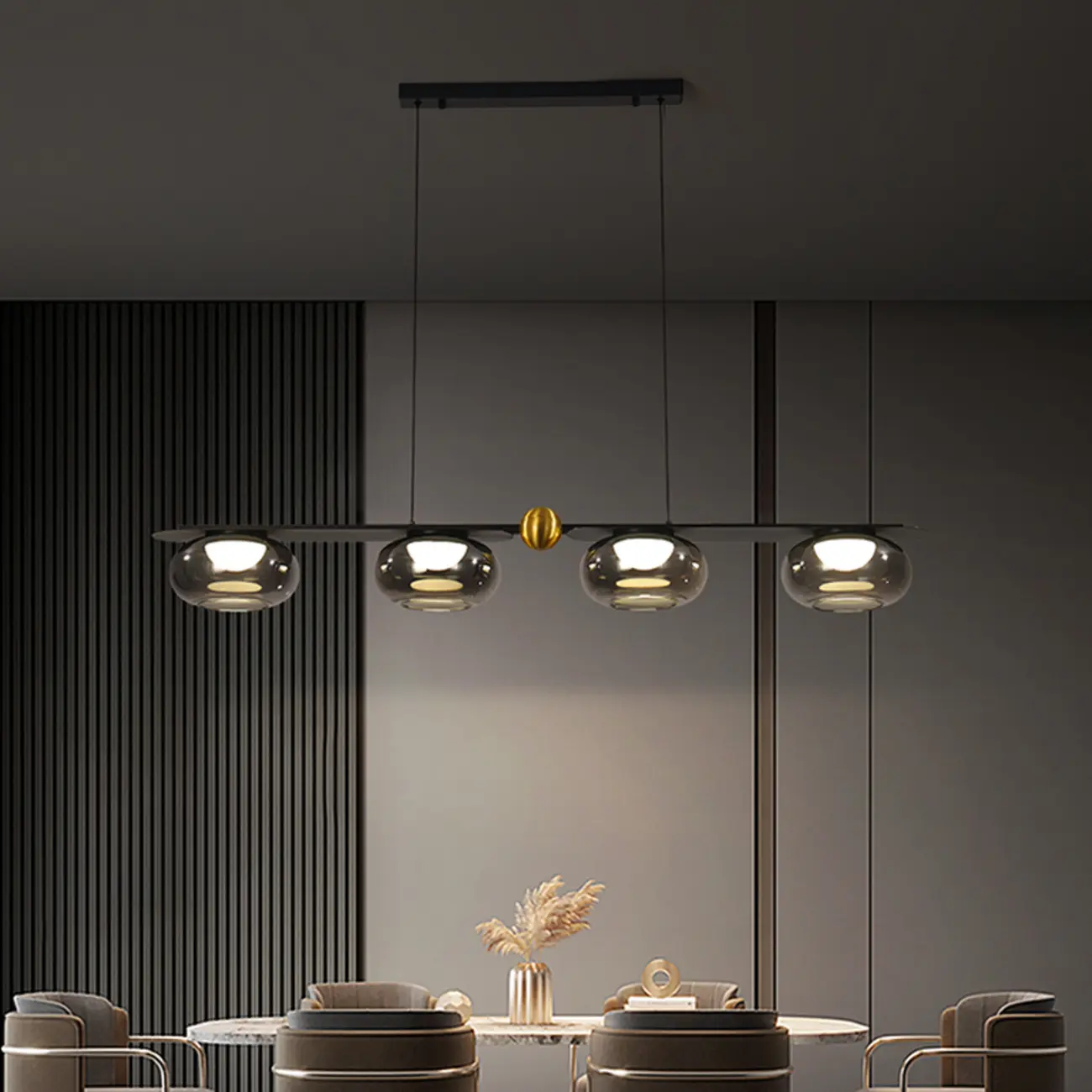 4-Light Dimmable Glass LED Island Pendant Light for Kitchen Image - 1 | homeyfad