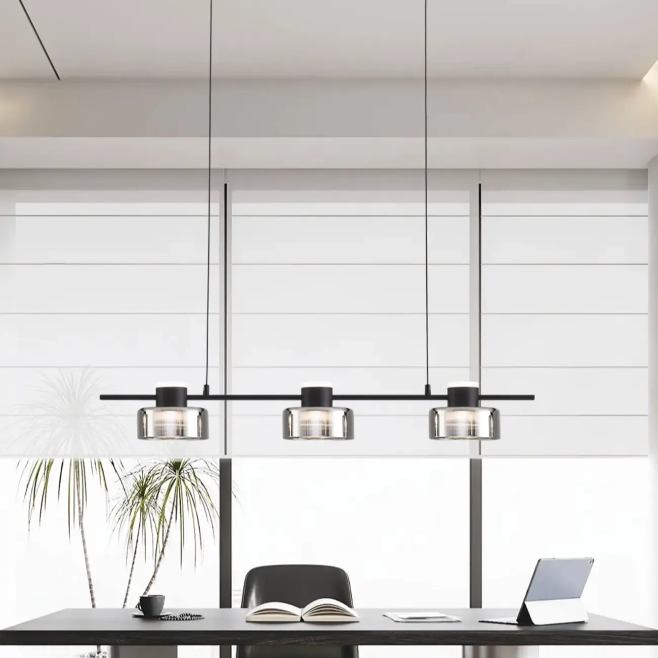 Modern Dimmable LED Drum Pendant Light for Kitchen Island Image - 4