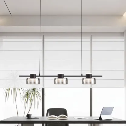 Modern Dimmable LED Drum Pendant Light for Kitchen Island Image - 4