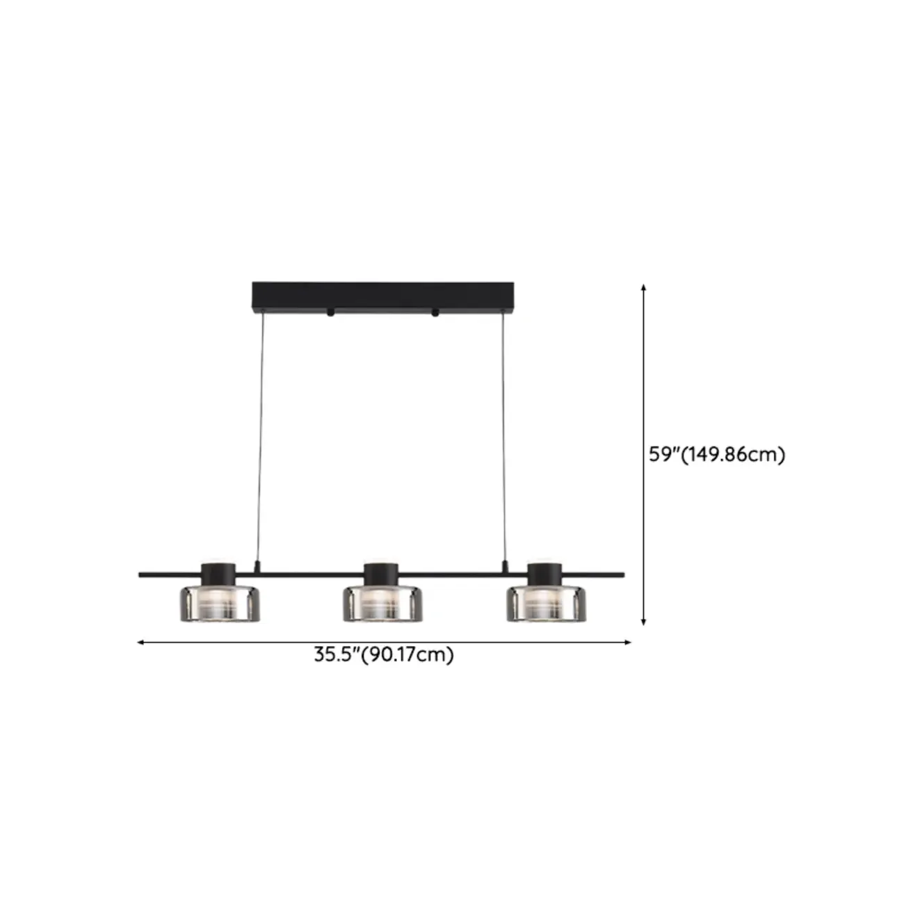 Modern Dimmable LED Drum Pendant Light for Kitchen Island #size