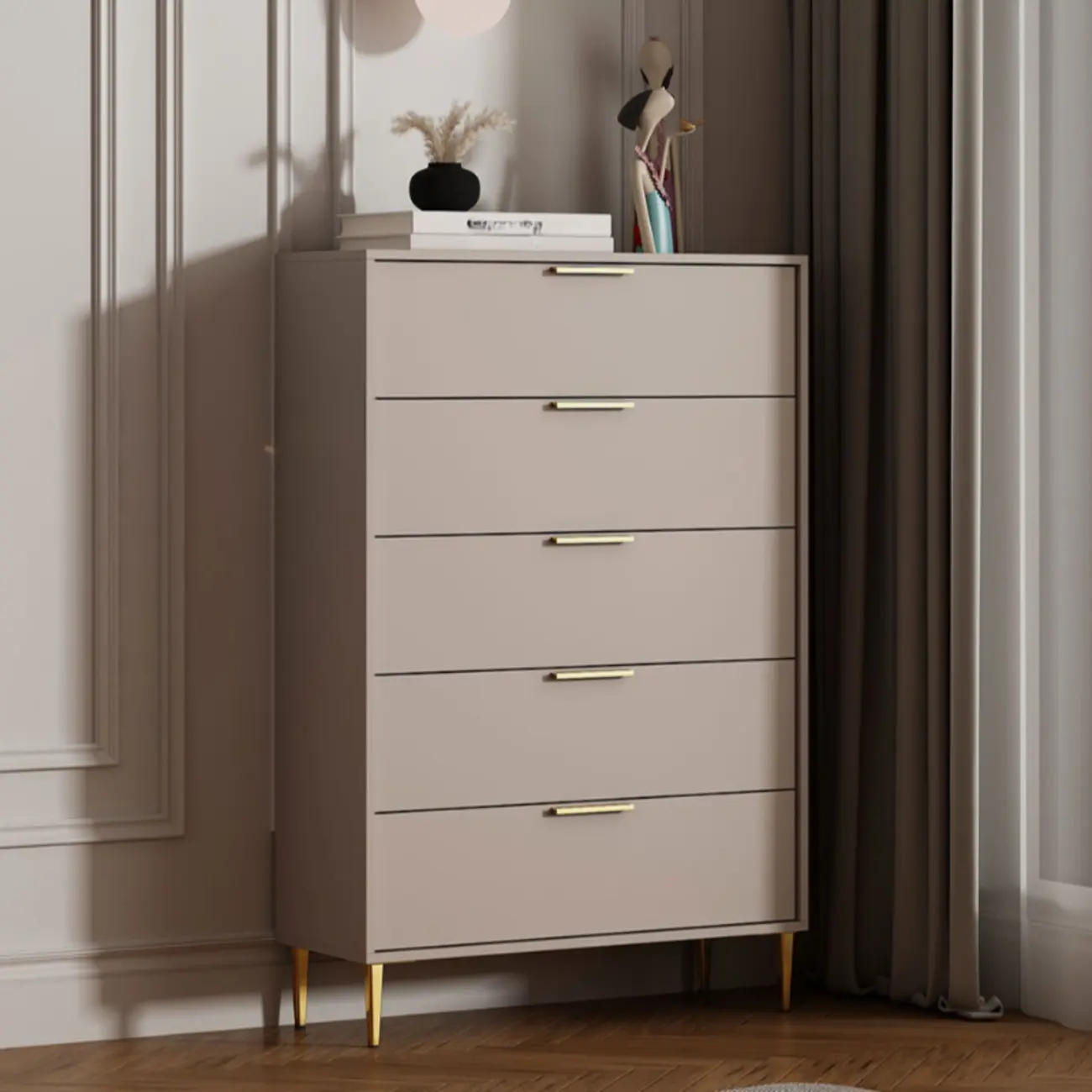 Gray 5-drawer Modern Engineered Wood Lingerie Chest Image - 1 | homeyfad