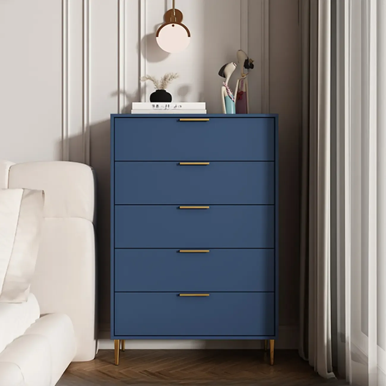 Gray 5-drawer Modern Engineered Wood Lingerie Chest Image - 2