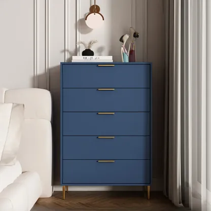 Gray 5-drawer Modern Engineered Wood Lingerie Chest Image - 2