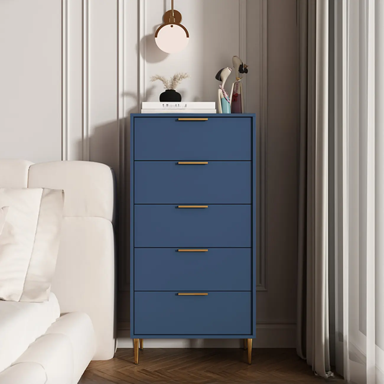 Gray 5-drawer Modern Engineered Wood Lingerie Chest Image - 3 | homeyfad