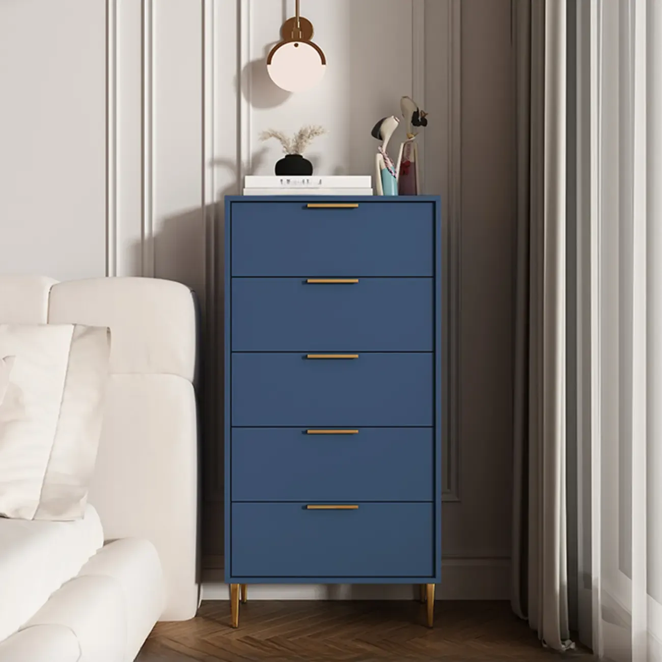 Gray 5-drawer Modern Engineered Wood Lingerie Chest Image - 3