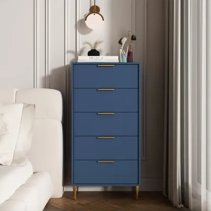 Gray 5-drawer Modern Engineered Wood Lingerie Chest Image - 3