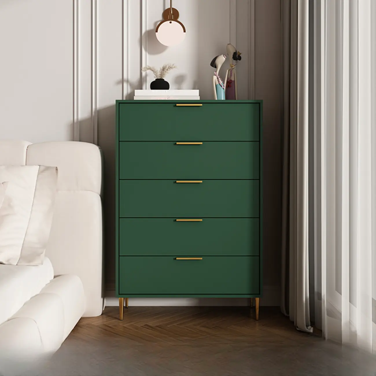 Gray 5-drawer Modern Engineered Wood Lingerie Chest Image - 5 | homeyfad