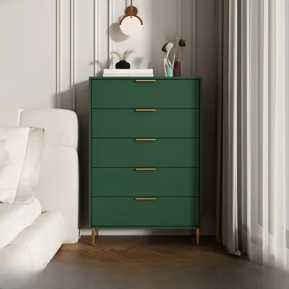 Gray 5-drawer Modern Engineered Wood Lingerie Chest Image - 5