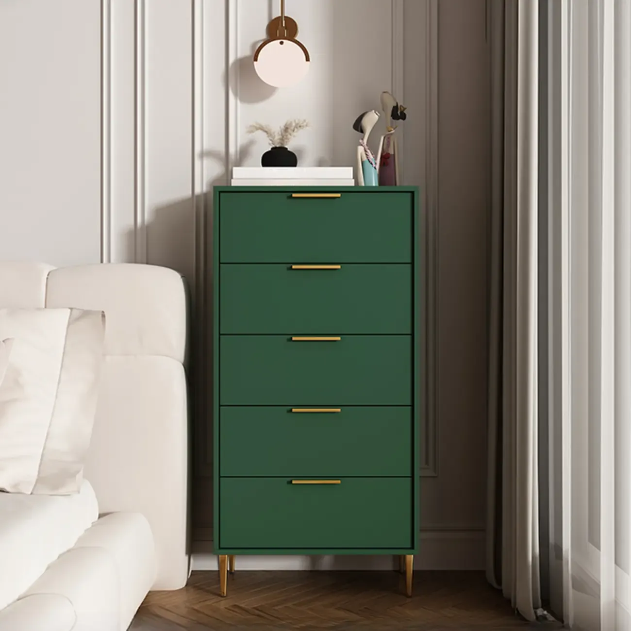 Gray 5-drawer Modern Engineered Wood Lingerie Chest Image - 7