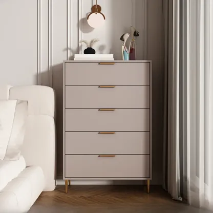Gray 5-drawer Modern Engineered Wood Lingerie Chest Image - 9