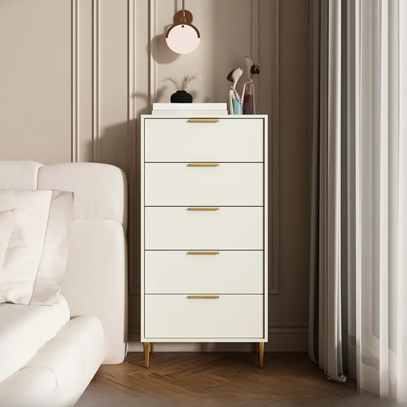 Gray 5-drawer Modern Engineered Wood Lingerie Chest Image - 11