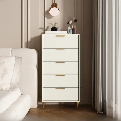 Gray 5-drawer Modern Engineered Wood Lingerie Chest Image - 11