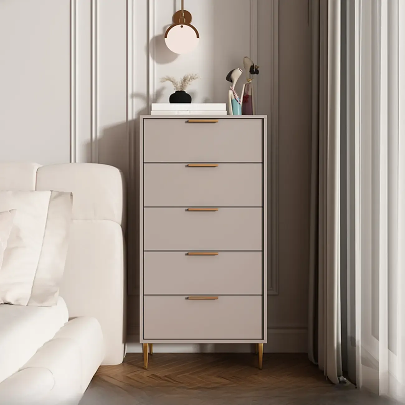 Gray 5-drawer Modern Engineered Wood Lingerie Chest Image - 13