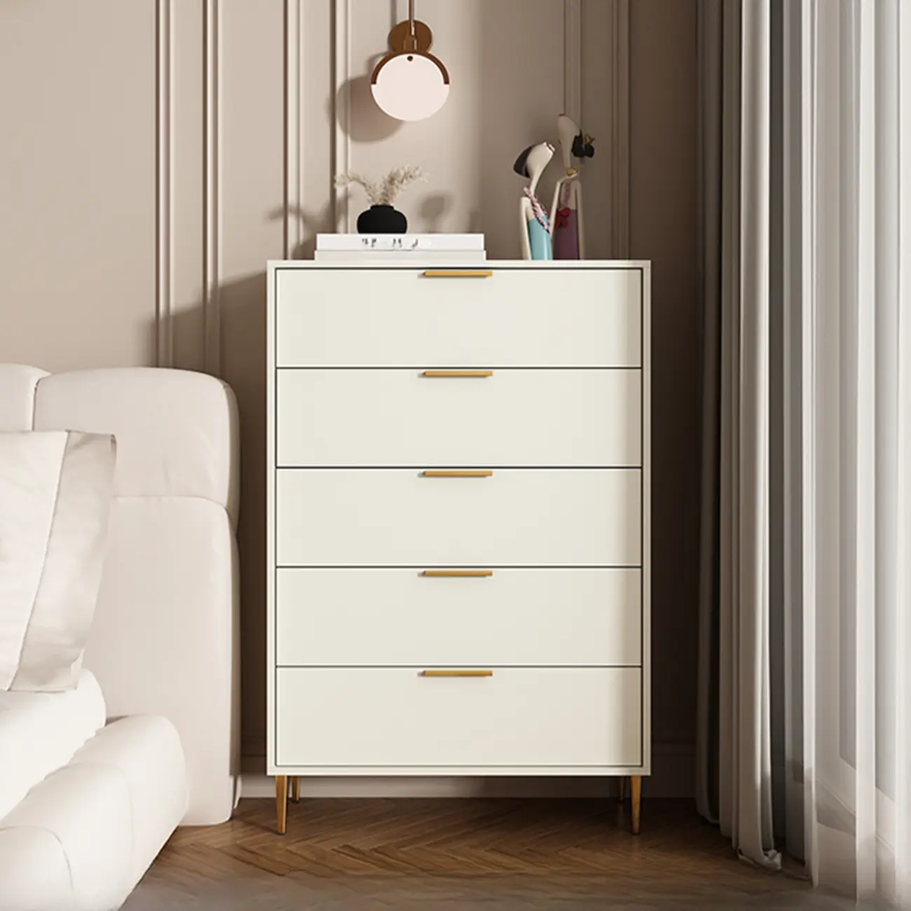 Gray 5-drawer Modern Engineered Wood Lingerie Chest Image - 15 | homeyfad