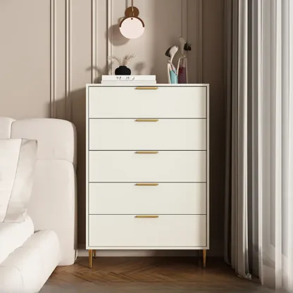 Gray 5-drawer Modern Engineered Wood Lingerie Chest Image - 15