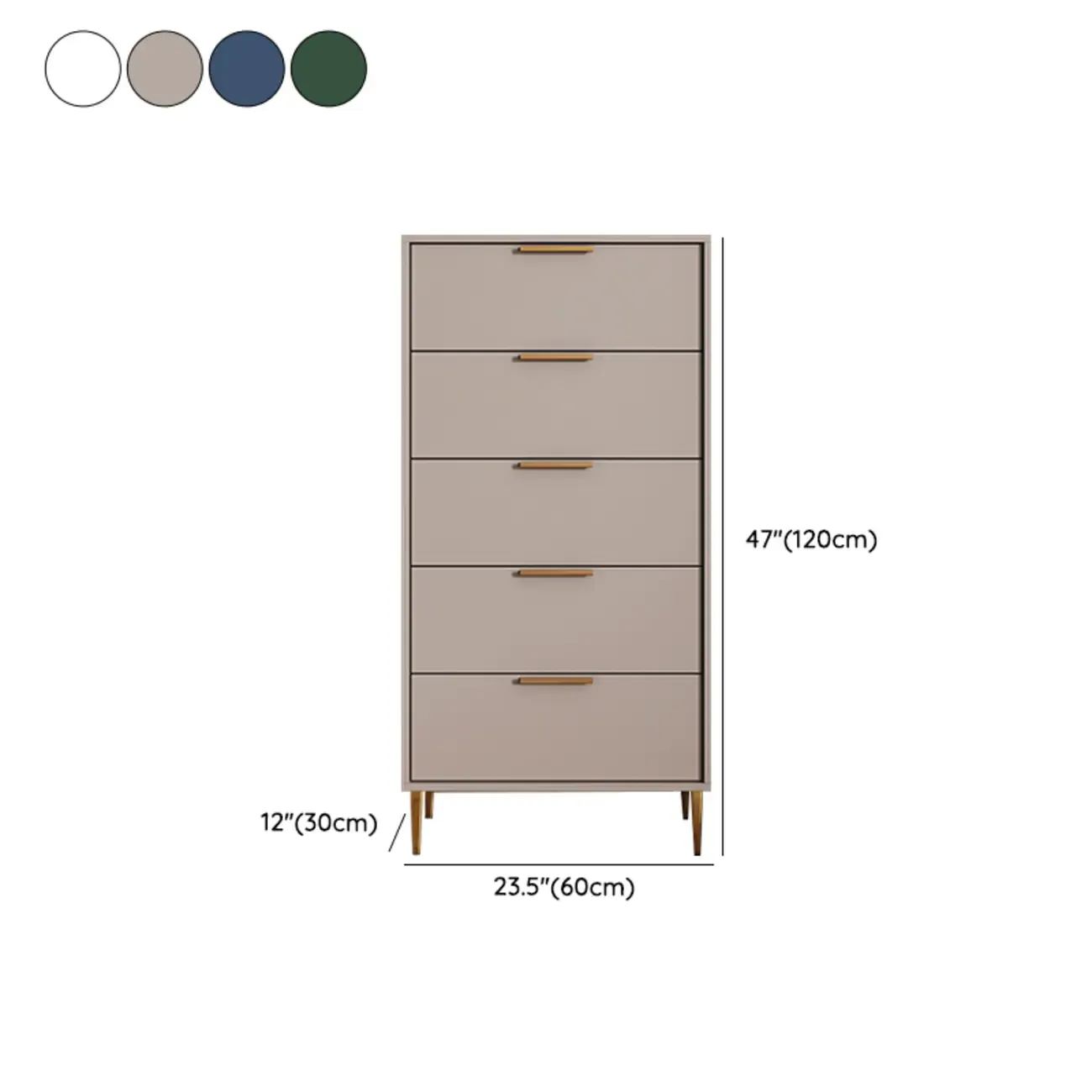 Gray 5-drawer Modern Engineered Wood Lingerie Chest #size