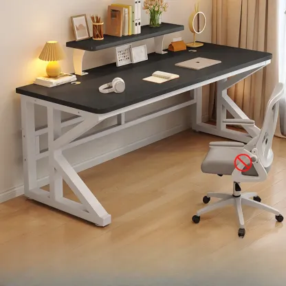 Modern Metal Rectangle Office Desk with White Top for Home Image - 2