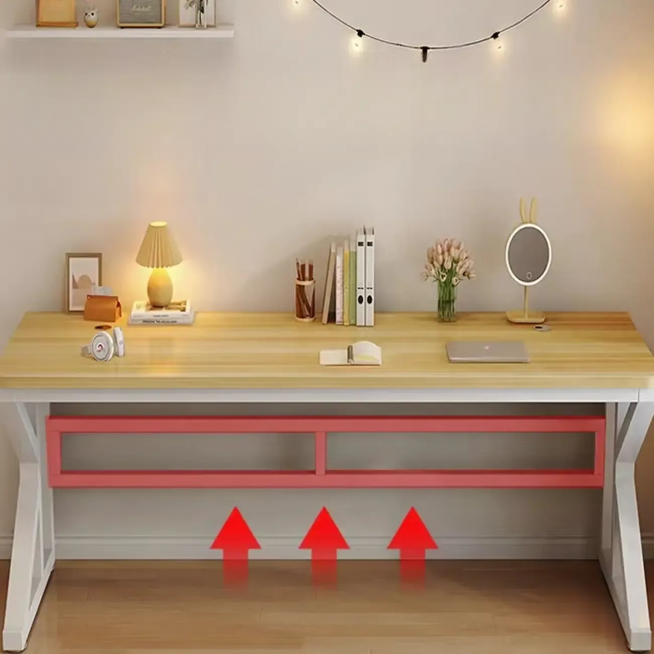 Modern Metal Rectangle Office Desk with White Top for Home Image - 4