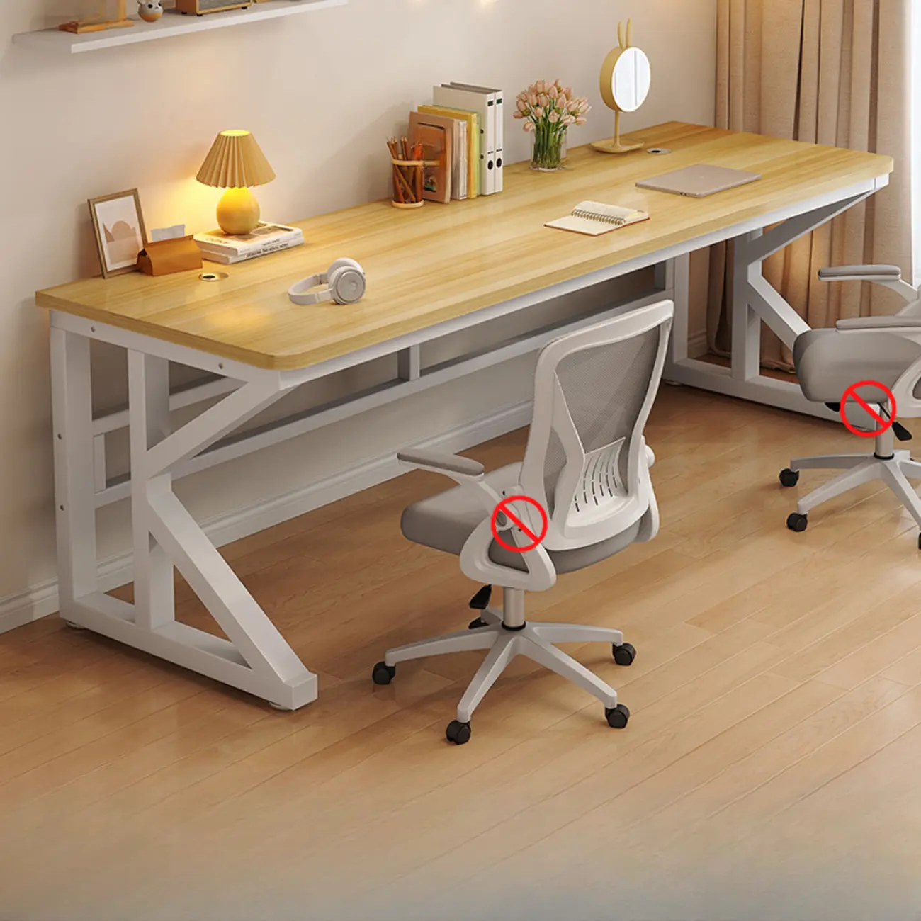 Modern Metal Rectangle Office Desk with White Top for Home Image - 6 | homeyfad