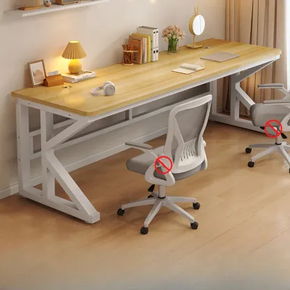 Modern Metal Rectangle Office Desk with White Top for Home Image - 6