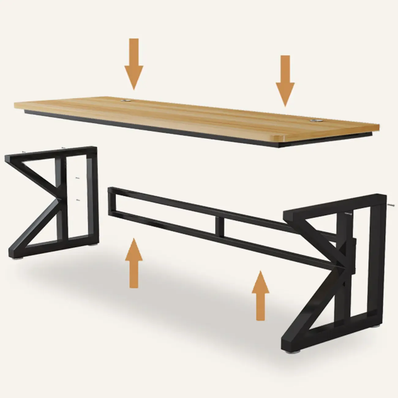 Modern Metal Rectangle Office Desk with White Top for Home Image - 9