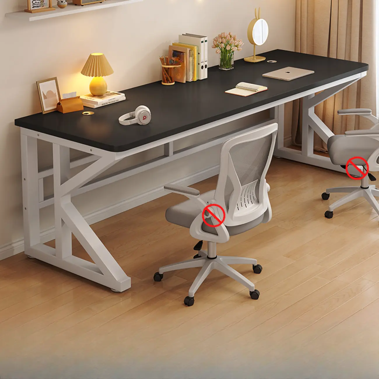 Modern Metal Rectangle Office Desk with White Top for Home Image - 10 | homeyfad