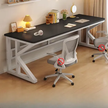 Modern Metal Rectangle Office Desk with White Top for Home Image - 10