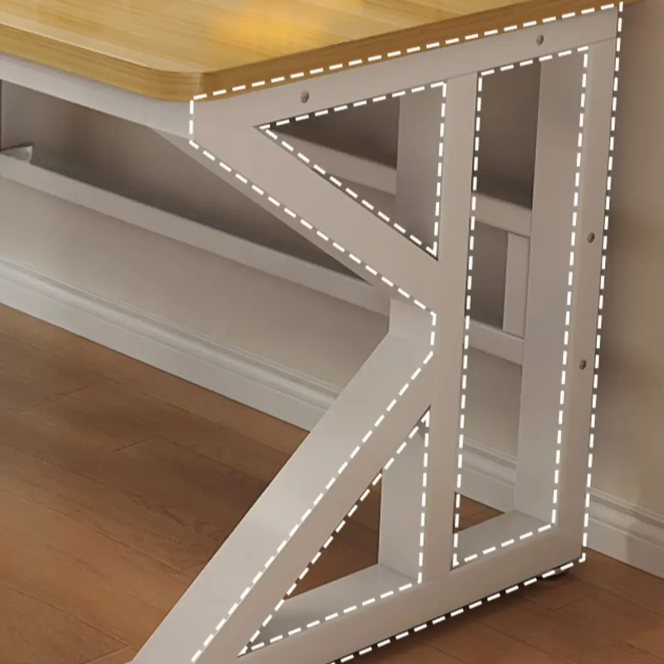 Modern Metal Rectangle Office Desk with White Top for Home Image - 11