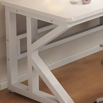Modern Metal Rectangle Office Desk with White Top for Home Image - 12