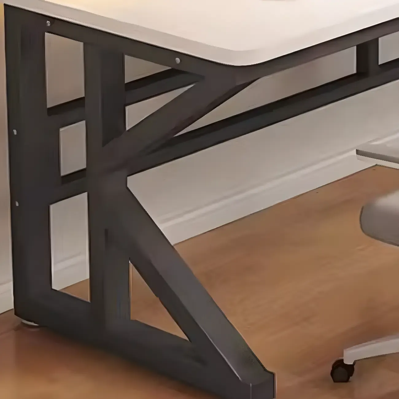 Modern Metal Rectangle Office Desk with White Top for Home Image - 14
