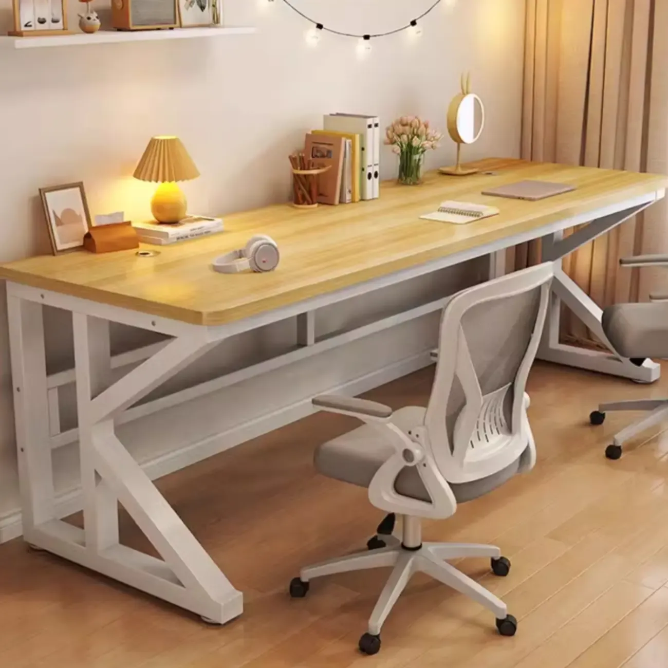 Modern Metal Rectangle Office Desk with White Top for Home Image - 18