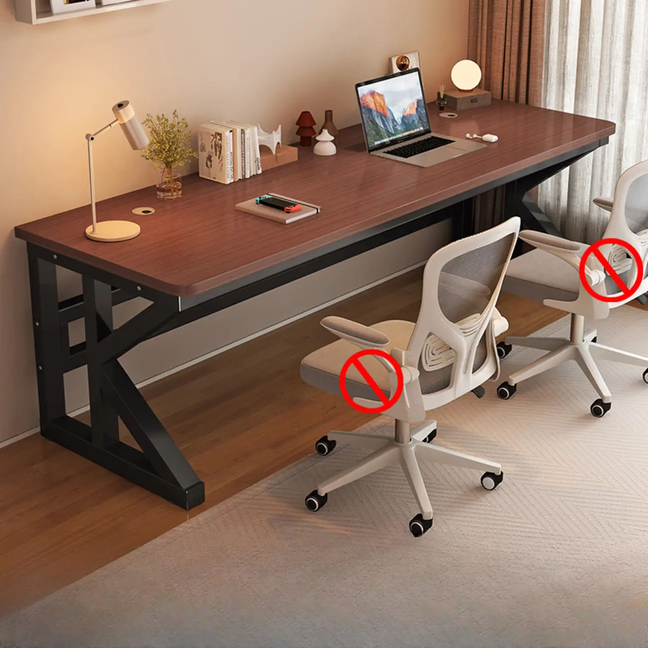 Modern Metal Rectangle Office Desk with White Top for Home Image - 19 | homeyfad