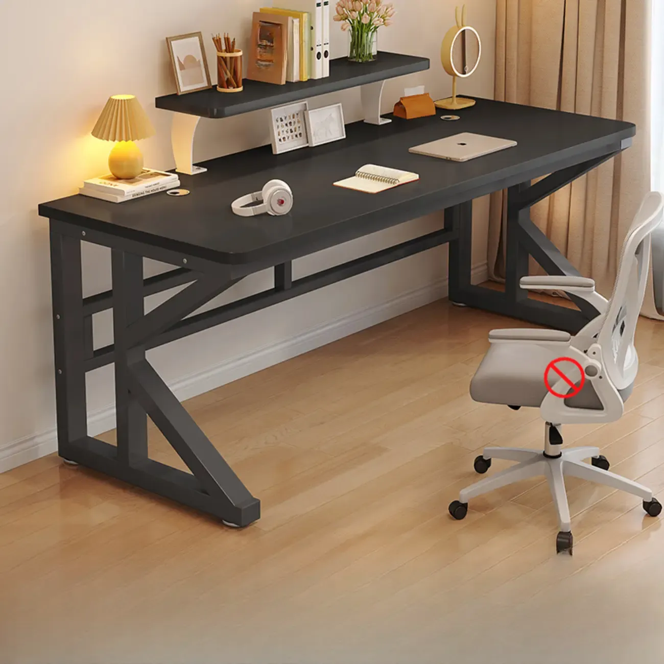 Modern Metal Rectangle Office Desk with White Top for Home Image - 21