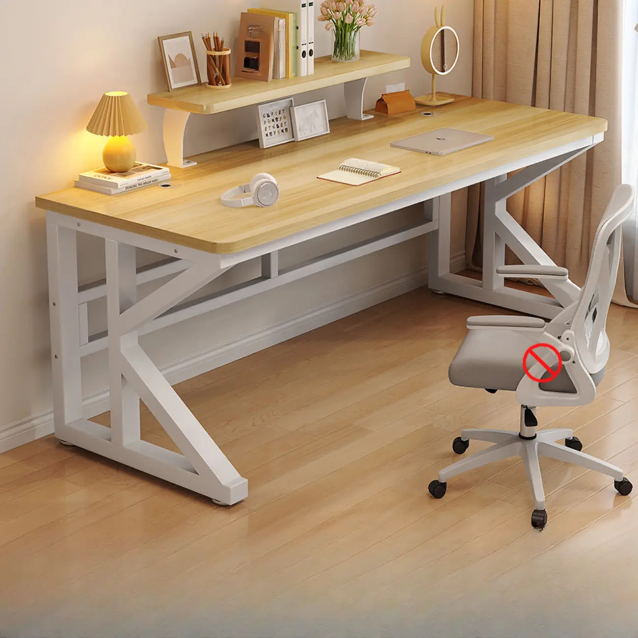 Modern Metal Rectangle Office Desk with White Top for Home Image - 23 | homeyfad