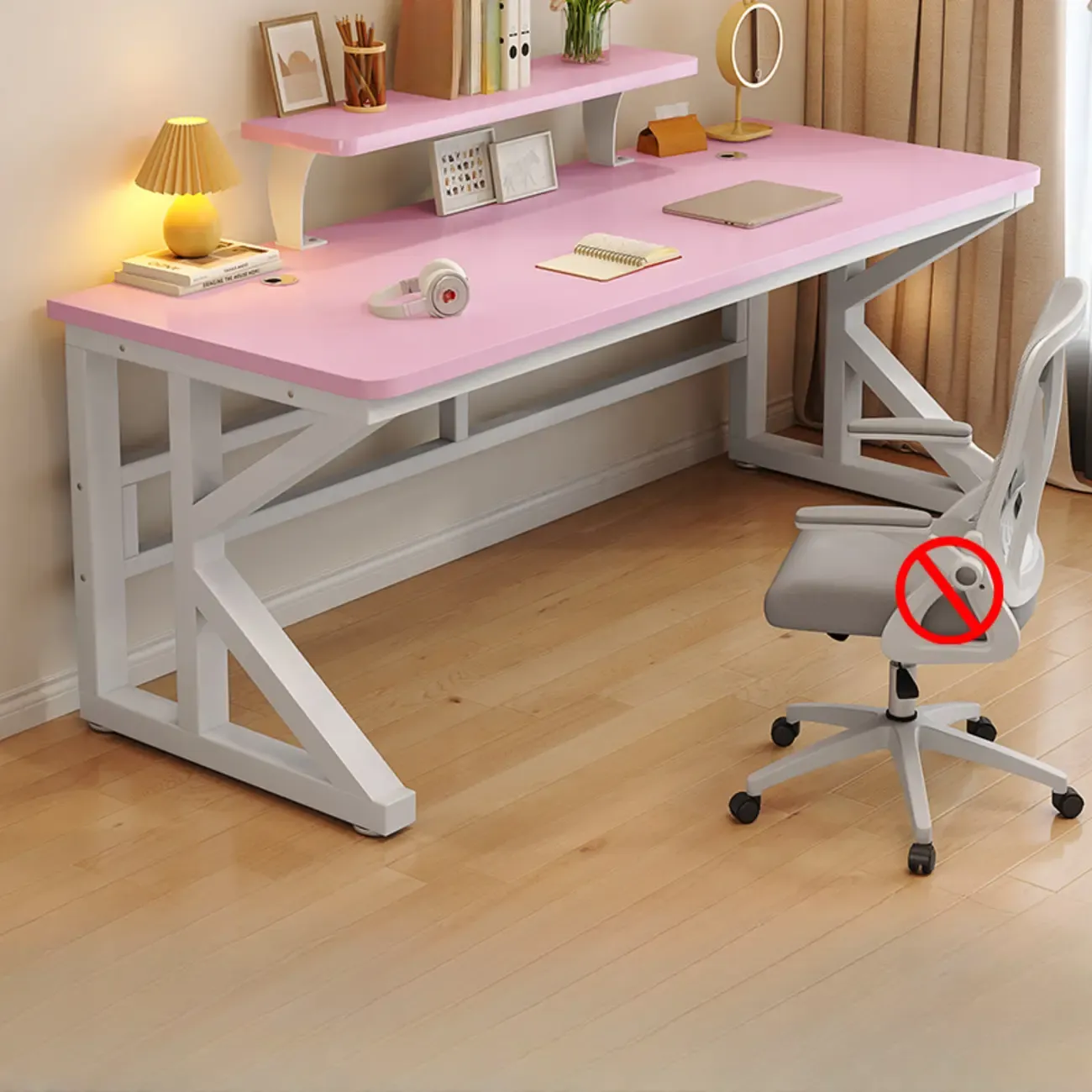 Modern Metal Rectangle Office Desk with White Top for Home Image - 24