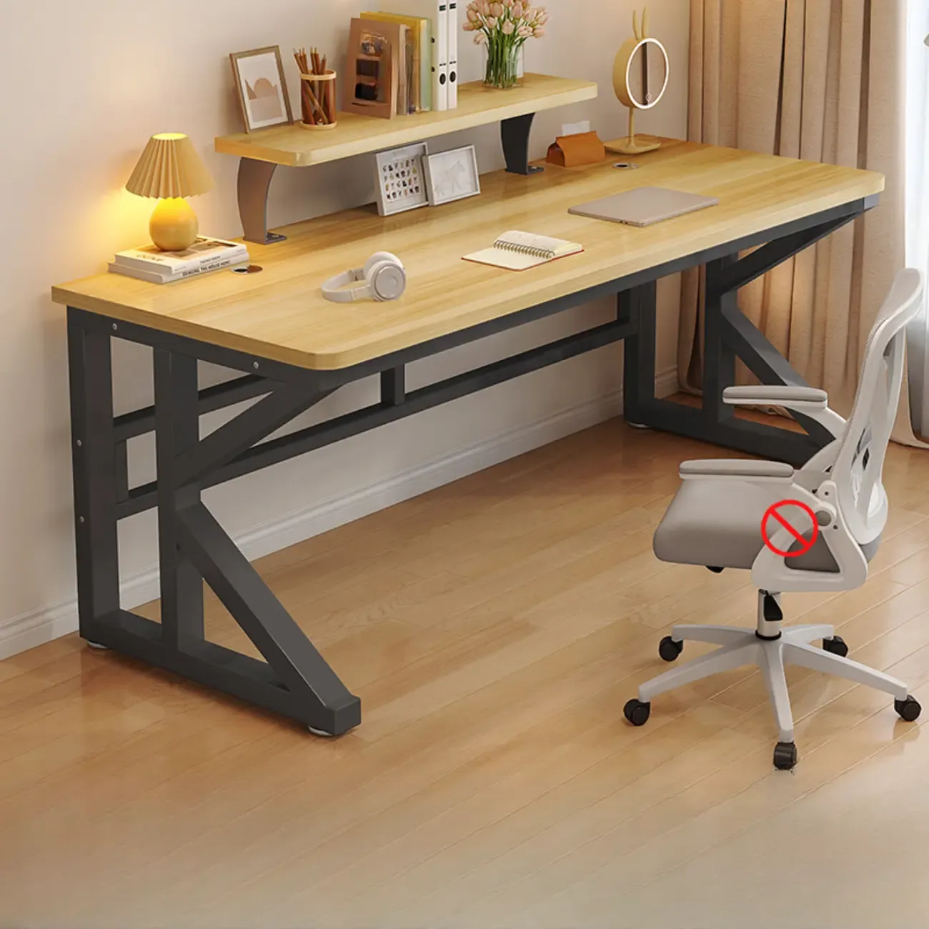 Modern Metal Rectangle Office Desk with White Top for Home Image - 26