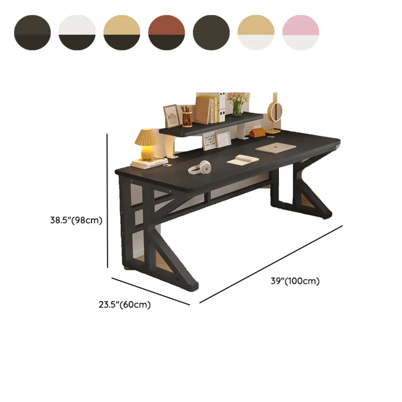Modern Metal Rectangle Office Desk with White Top for Home #size