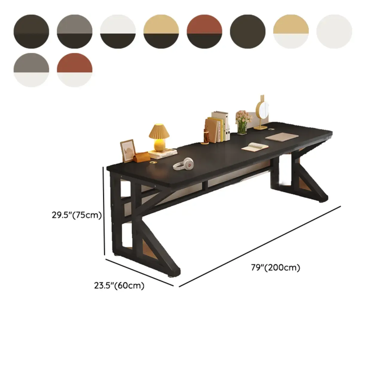 Modern Metal Rectangle Office Desk with White Top for Home Image - 35