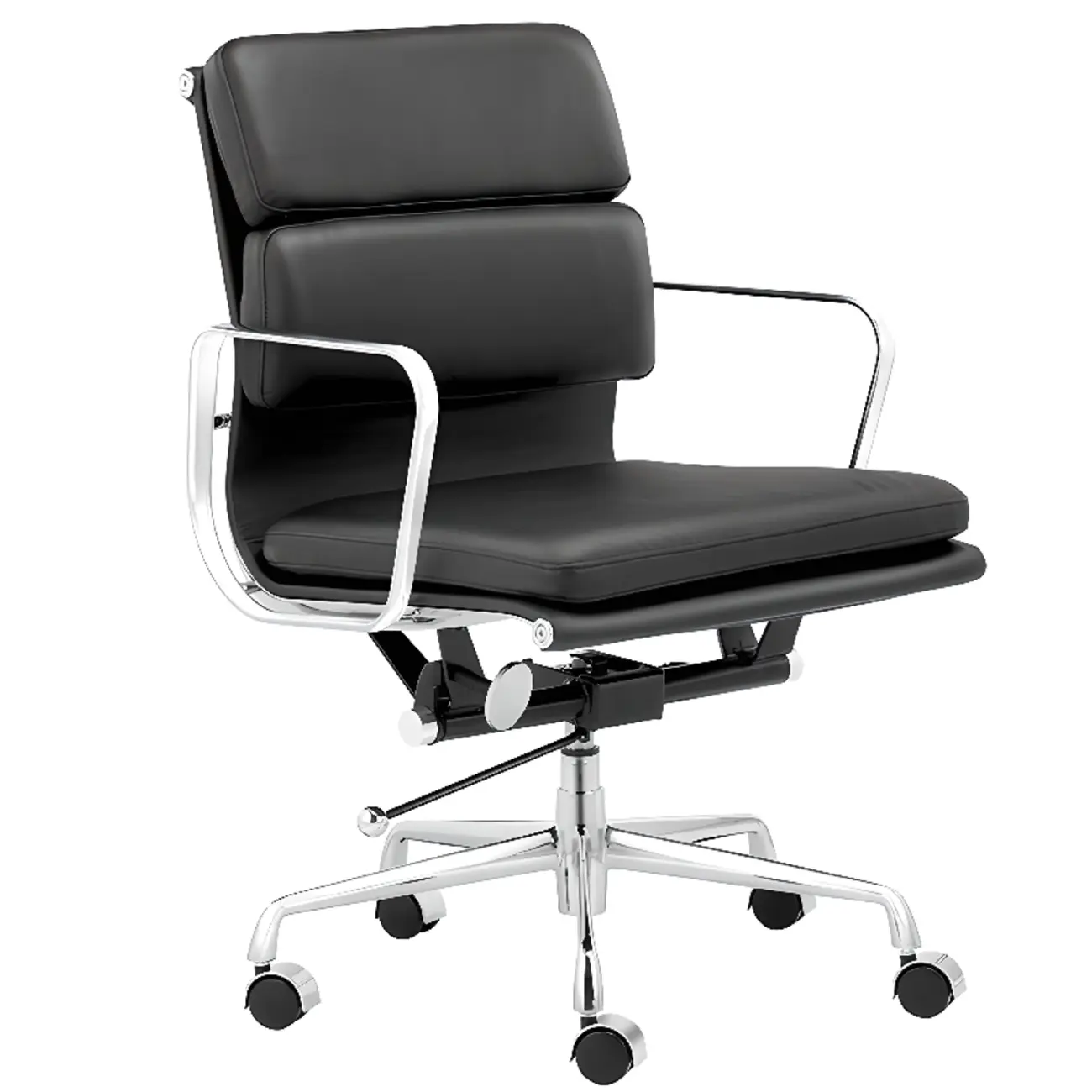 Modern Silver Metal White Leather Swivel Office Chair Image - 4 | homeyfad