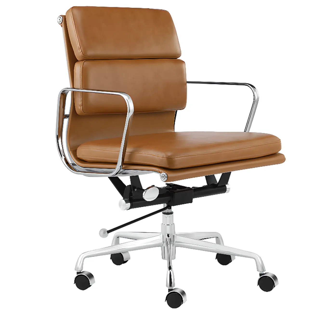 Modern Silver Metal White Leather Swivel Office Chair Image - 5 | homeyfad