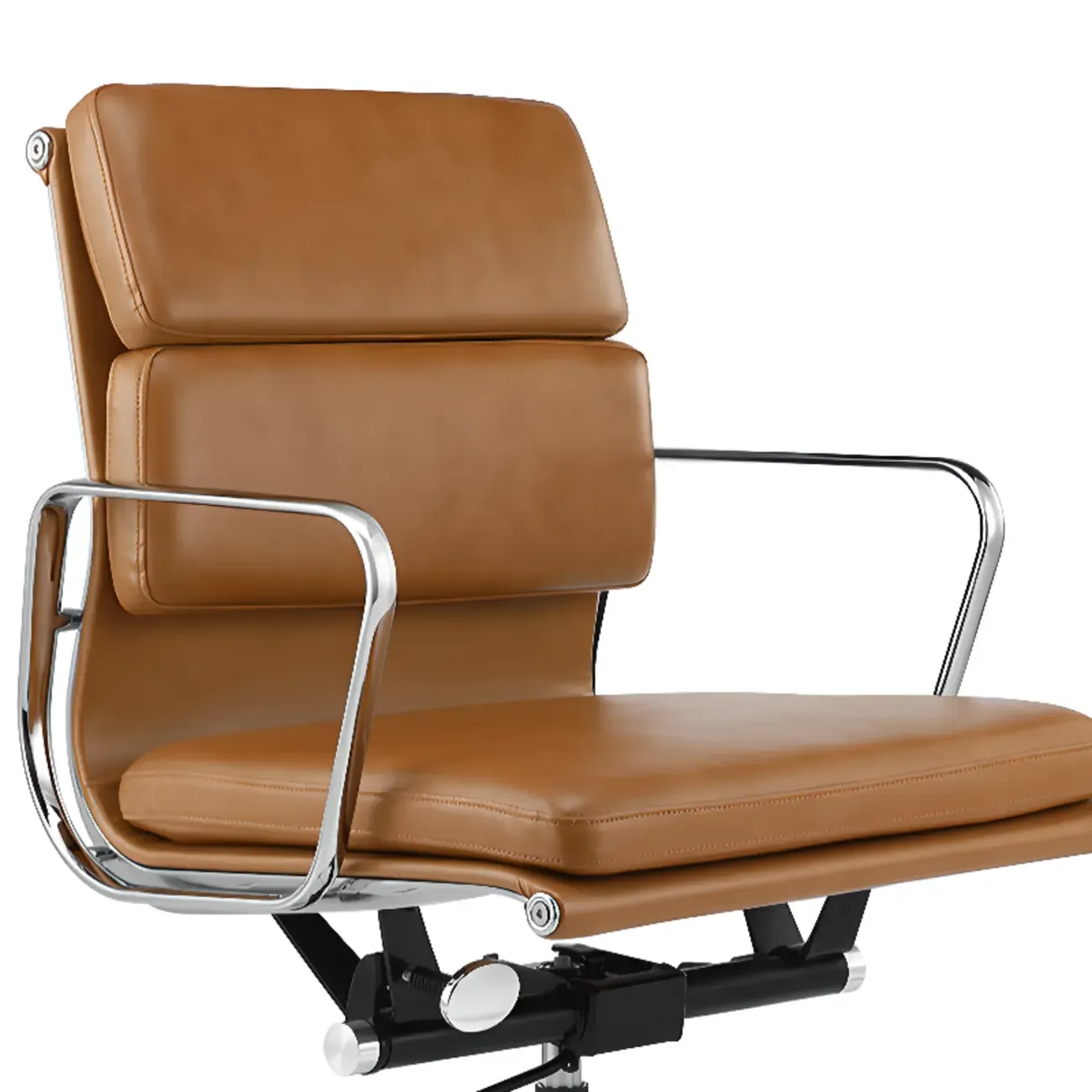 Modern Silver Metal White Leather Swivel Office Chair Image - 7