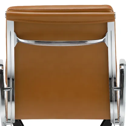 Modern Silver Metal White Leather Swivel Office Chair Image - 8