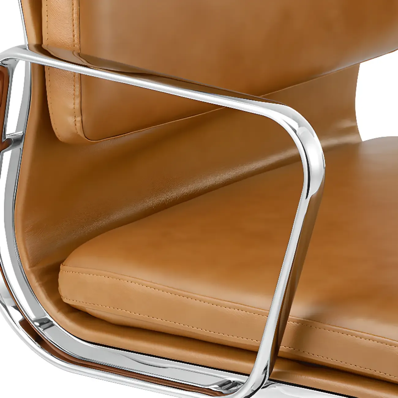 Modern Silver Metal White Leather Swivel Office Chair Image - 9