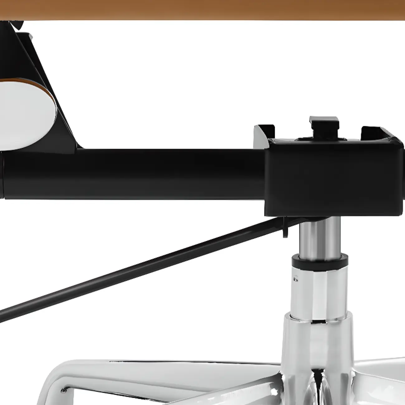 Modern Silver Metal White Leather Swivel Office Chair Image - 10 | homeyfad