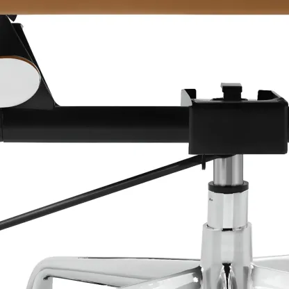 Modern Silver Metal White Leather Swivel Office Chair Image - 10