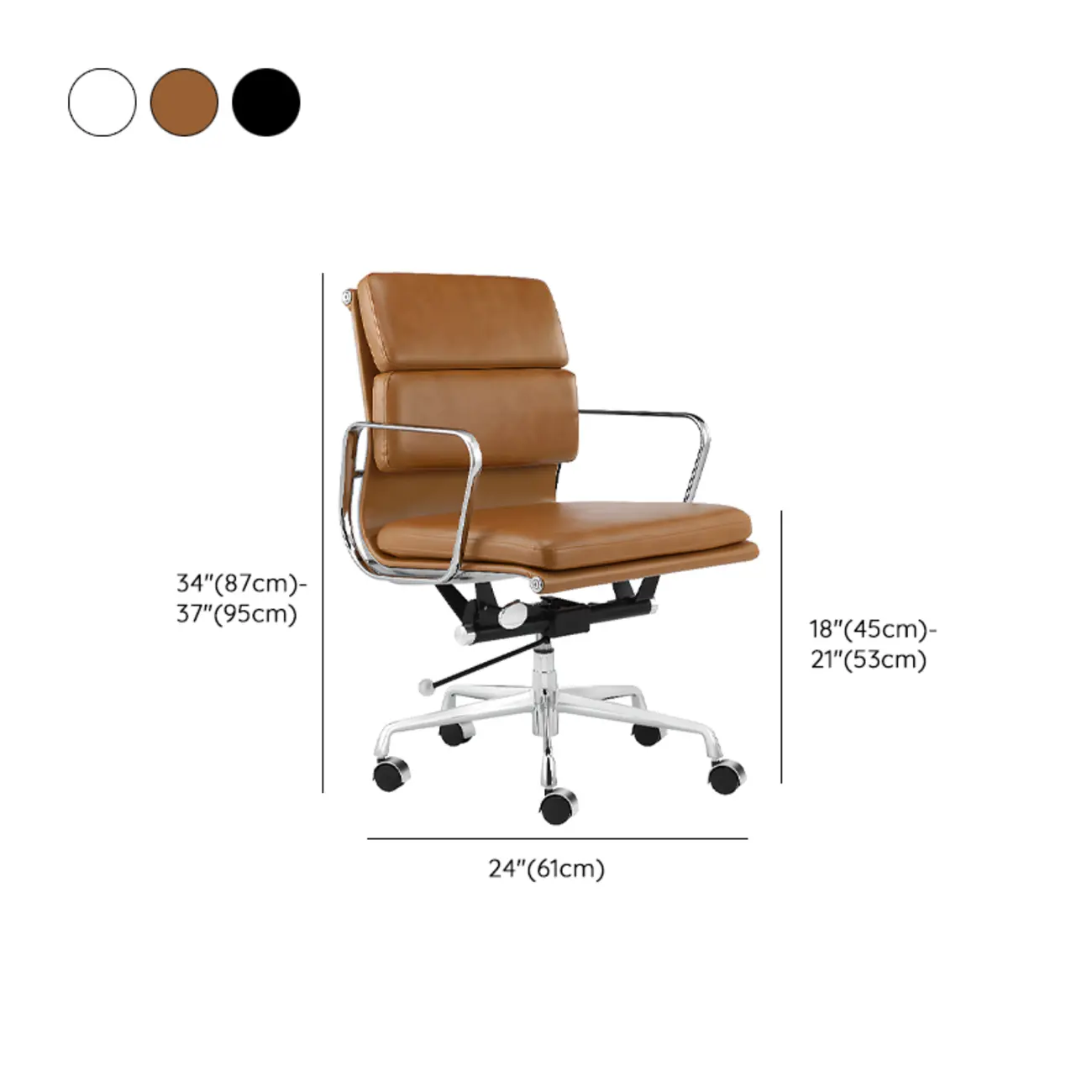 Modern Silver Metal White Leather Swivel Office Chair #size | homeyfad